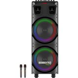Bts 1708 Taşınabilir Bluetooth Parti Hoparlörü | 200W Rms | 2X10” Woofer | Rgb Işık | 2 Mikrofon | - Siyah