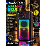 BTS-2245 Çift 4 80W Woofer Kablosuz Karaoke Parti Hoparlörü | Rgb Işıklı, Kablosuz Mikrofonlu - Çok Renkli