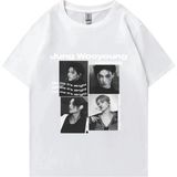 Bts Ateez Wooyoung Grafik Siyah Tişört Erkek Kadın Moda Vintage Boy Kısa Kollu T Shirt Unisex - Beyaz - XL