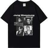 Bts Ateez Wooyoung Grafik Siyah Tişört Erkek Kadın Moda Vintage Boy Kısa Kollu T Shirt Unisex
