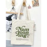 Bts Namjooning Tasarım Ham Bez Tote Bag Çanta, Pinterest Çanta - 10D-Krem