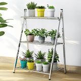 Bu 3 Katmanlı İç ve Dış Mekan Bitki Standı, Merdiven Bitki Rafı, Ağır Hizmet Tipi Metal, Saksı Tutucu, Oturma Odası, Balkon ve Bahçe için Teşhir Rafı,