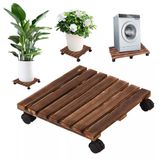 Bu Açık Ahşap Bitki Silindiri, İç Mekan/Dış Mekan Saksıları için Kare Bitki Caddy, Bahçe Bitki Sepeti, Saksı Standı, 30x60CM Bitki Dolly