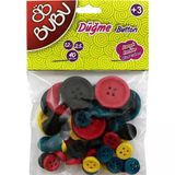 Bu-Bu Düğme Renkli 1.2Cm (50 Adet) - 2.5Cm (10 Adet)