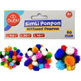 Bu-Bu Simli Karışık 80'li Ponpon - 80 Adet - Karışık Renk