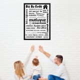 Bu Evde Her Zaman Gülümseriz Yazısı (Siyah Çerçeve Görünümlü) Beyaz Zemin Siyah Yazılı 40x55 PVC 1mm