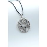 Bu Farklı Heartagram Gümüş Kaplama Deri İp Kolye