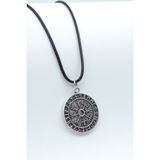 Bu Farklı Vegvisir Viking Pusula Deri ip Kolye - Gümüş Kaplama - Kadın Erkek Kolye - No:856