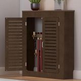 Bu Kahverengi Ahşap Radyatör Kapağı Rafı - 2 Kapılı Dekoratif Isıtıcı Dolabı Depolama Platformu Ev için Yan Stand 31x35x8in (80x90x20cm) Radyatörlere uyar.