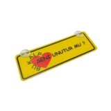 Bu Kalp Seni Unutur Mu? Yazılı Sarı Dekor Plaka Vantuzlu Cam Süsü 22x7.5cm BKSU2