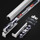 Bu Yumuşak Kapanan Sürgülü Kapı Parça Kılavuz Ray, Yemek Sürgülü Ahır Kapısı Donanım Parçası, İç Sürgülü Dolap Kapı Pisti Tekerlekler ve Sabitleme Vidaları (Gümüş-beyaz, 2.0m/6.6ft)