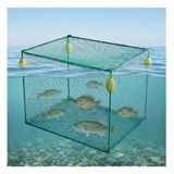 Bu Yüzen Balık Kafesi Livewell Sepeti, Fermuarlı Üst ve 4 PVC Şamandıralı Dalgıç Balık Ağı, Kıyı, Tekne ve Rıhtım için (64x64x64cm)