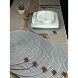 Bub Home Hobby 6 Adet Parlak Gri Jüt Supla Amerikan Servis Lux Sunum Tabak Altlığı - 31 x 31 cm - Gri - Gümüş