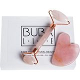 Buba Life Pembe Kuvars Taş Face Roller + Gua Sha Ikili Yüz Masajı Seti