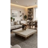 BUBBA HOME Modern Trave Wood Orta Sehpa 110*110 Cm