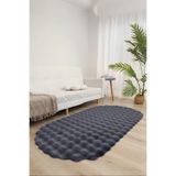Bubble Oval Yumuşak Peluş Kaymaz Salon Oturma Odası Balkon Halısı Yolluk Antrasit 120 x 150