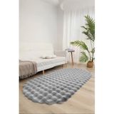 Bubble Oval Yumuşak Peluş Kaymaz Salon Oturma Odası Balkon Halısı Yolluk Gri 100 x 150