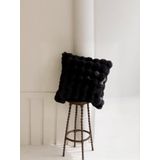 Bubble Tavşan Tüyü Çift Taraflı Gizli Fermuarlı Yumuşacık Kırlent Kılıfı 40x40 cm Siyah