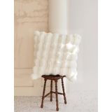 Bubble Tavşan Tüyü Çift Taraflı Gizli Fermuarlı Yumuşacık Kırlent Kılıfı Kırık Beyaz 40x40 cm