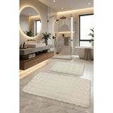 Bubble Tavşan Tüyü, Kaymaz Taban, Pofuduk, Ultra Lüks, Yıkanabilir 2'li Banyo Paspası