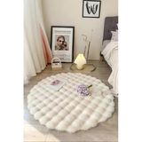 Bubble Yuvarlak Krem Uzun Tüylü Yumuşak Peluş Kaymaz Yıkanabilir Salon Oturma Odası Balkon Halısı