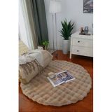 Bubble Yuvarlak Vizon Uzun Tüylü Yumuşak Peluş Kaymaz Yıkanabilir Salon Oturma Odası Balkon Halısı 120 x 120