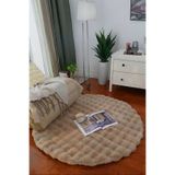 Bubble Yuvarlak Vizon Uzun Tüylü Yumuşak Peluş Kaymaz Yıkanabilir Salon Oturma Odası Balkon Halısı 150 x 150
