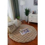 Bubble Yuvarlak Vizon Uzun Tüylü Yumuşak Peluş Kaymaz Yıkanabilir Salon Oturma Odası Balkon Halısı