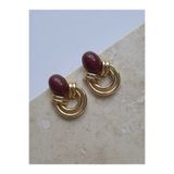 Bubbleatelier Bordo Taş Vintage Görünümlü Lunna Küpe