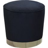 Bubi Parlak Gold Silindir Puf - Siyah