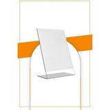 Bubi Studios A4 L Tipi Dikey Masa Üstü 20'li Paket 2.8 mm Şeffaf Pleksi Föylük Broşürlük