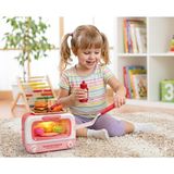 Bubiee Baby Çocuk Mikrodalga Fırın & Mutfak Oyun Seti - Işıklı Sesli Fırın, Dönen Mikrodalga Kısımlı Oyuncak Burger, Sosisli ve Tatlılar - Eğitici Evcilik Oyuncakları - Pembe & Beyaz