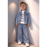 Bubiee Baby Erkek Çocuk Mavi Denim Takım - Ceket Pantolon Ve Baskılı Penye Takım 3'Lü Set