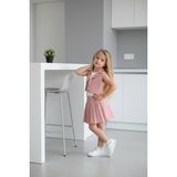 Bubiee Baby Kız Çocuk Askılı Bluzlu Pembe Crop Yelekli ve Pileli Etekli Alt Üst Takım 3'lü -Şık Bayramlık Set - 7 - 8 Yaş