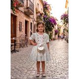 Bubiee Baby Kız Çocuk Çiçek Desenli Vintage Kesim Fırfırlı Çanta Hediyeli Elbise -Krem/pembe - 4 - 5 Yaş - Çok Renkli