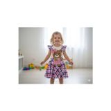 Bubiee Baby Kız Çocuk Pembe Ekose Desenli Ayıcık Nakışlı Jile Elbise Tişörtlü 2'Li Takım