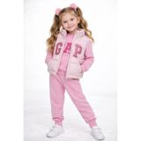 Bubiee Baby Kız Çocuk Pudra Renkli 2 Iplik 3'lü Takım - Şişme Yelek, Sweatshirt ve Eşofman Altı - Pudra Pembe - 2 Yaş