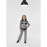 Bubiee Baby Kız Çocuk Siyah Beyaz Ekose Deri Detaylı Ceket ve Geniş Paça Pantolon 2 Li Takım - 6 Yaş