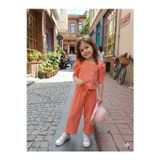 Bubiee Baby Kız Çocuk Soman Düğme Detaylı Bürümcük Crop Ve Pantolon Alt Üst Takım