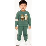 Bubiee Baby Labubu Baskılı 3 Iplik Şardonlu Erkek Çocuk Alt Üst Takımı - Su Yeşili - 2 Yaş