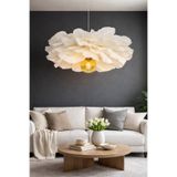 Bubihome Çiçek Formlu El Yapımı İtalyan Krapon Beyaz Avize | Modern & Bohem Sarkıt Aydınlatma | 45 cm
