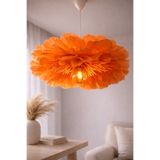 Bubihome Lumi Bloom Turuncu İtalyan Krapon Kağıdı El Yapımı Çiçek Avize,Salon & Yatak Odası Aydınlatma