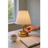 Bubihome Pilli Led Abajur, Kablosuz Pileli Dekoratif Abajur Gold Metal Gövde