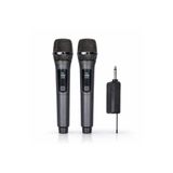 Bubitechh Çift Profesyonel Kablosuz El Mikrofonu Seti UHF 50m Karaoke Etkinlik Sunum Mikrofonu Siyah