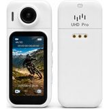 Bubitechh H91 4K Wifi Mini Aksiyon Kamera 30M Su Geçirmez Kılıflı Manyetik Klipsli Dokunmatik Ekran 180° Dönebilen Lens - Beyaz