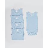 Bubito 5'li Bebek Kolsuz Atlet Body Mavi - 6 - 9 Ay
