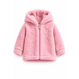 Bubito Bebek Çocuk Fermuarlı Kapüşonlu Peluş Welsoft Kışlık Hırka - Pembe