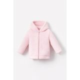 Bubito Fermuarlı Kapüşonlu Bebek Peluş Welsoft Kışlık Hırka-Pembe