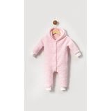Bubito Kışlık Kapşonlu Bebek Tulum Pembe Peluş Welsoft Kumaş ile Rahat ve Şık Tasarım