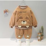 Bubito Kışlık Tatlı Peluş Alt Üst 2'li Takım Kahverengi - 2 Yaş